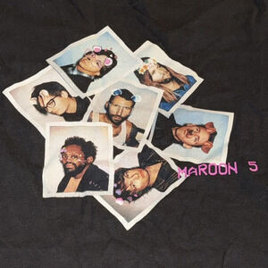 2018 Maroon 5 Red Pill Blues Tour Cities Black T-Shirt Small Short Sleeve